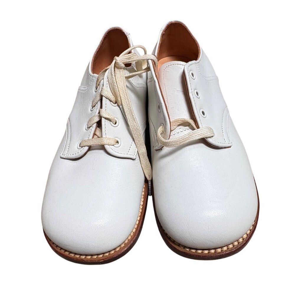 Vintage White Leather Lace-Up Oxford Shoes Boys 10.5 Fleet Air Arch Line